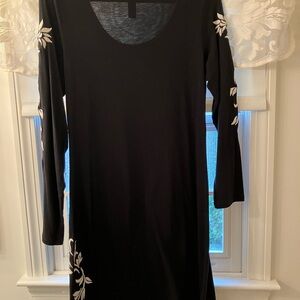 INC International Concepts Black Dress with White Floral Accents